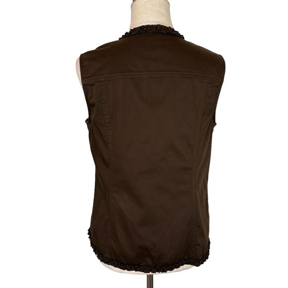 Chico's Additions Brown Western Boho Vest Women’s 1 US Medium Lettuce Hem - Picture 5 of 5
